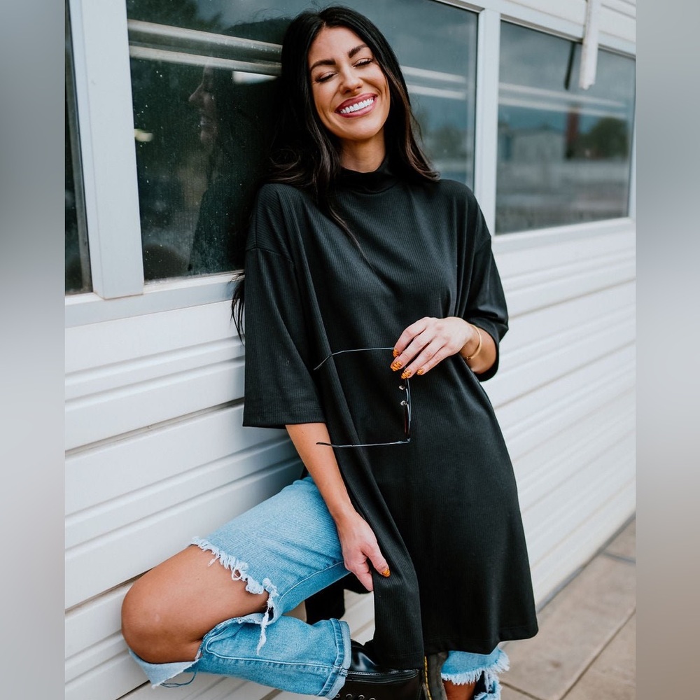 Lala Icon Mock Neck Top in Black
